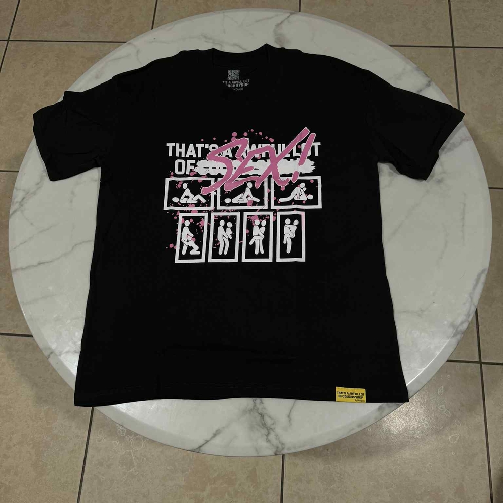 Black and Pink Short Sleeve Tee with Graphic Design